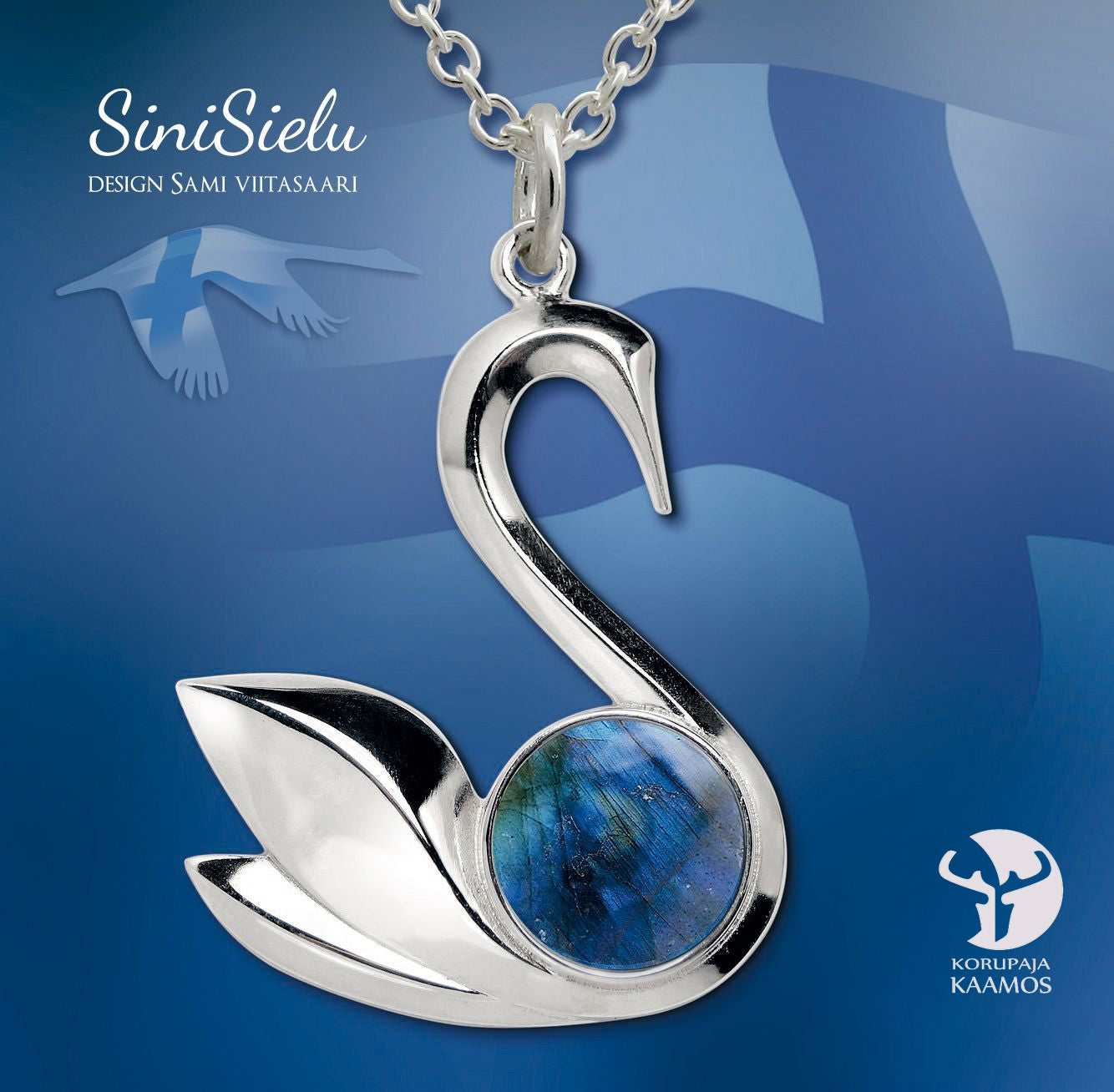 joutsen koru sinisielu hopea